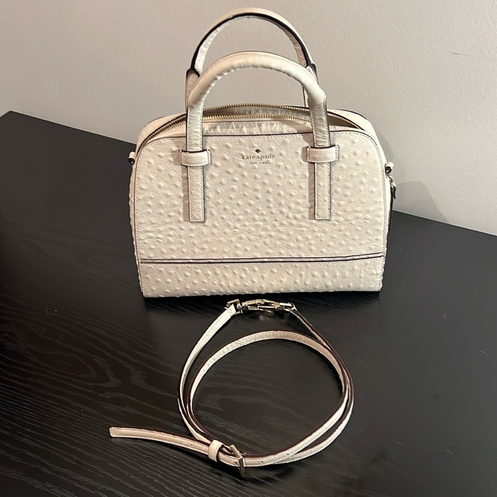 Kate Spade ♠️ Riverside Street Ostrich Small Felix / Cream